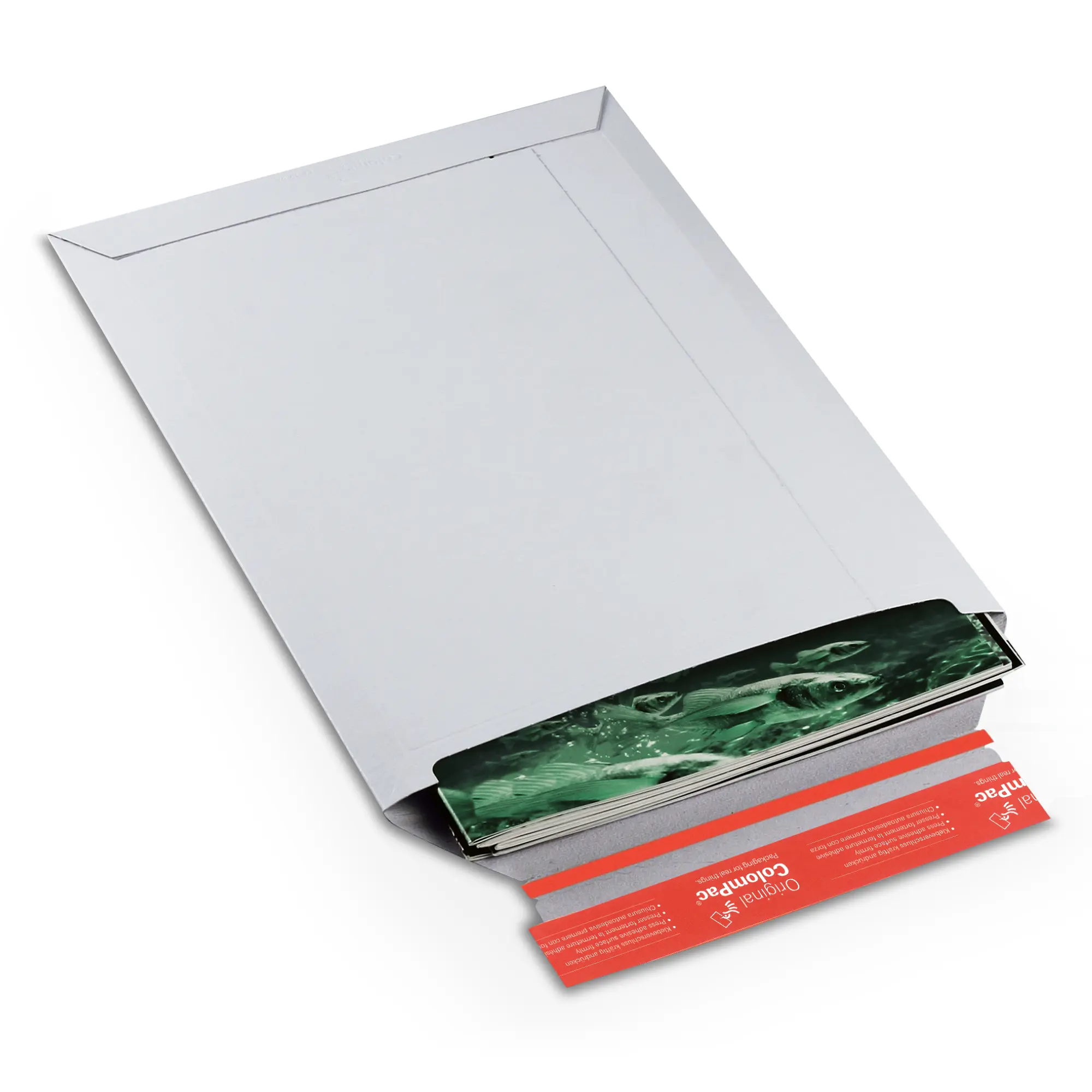 Versandtasche aus Vollpappe weiß 245x345x-30 mm