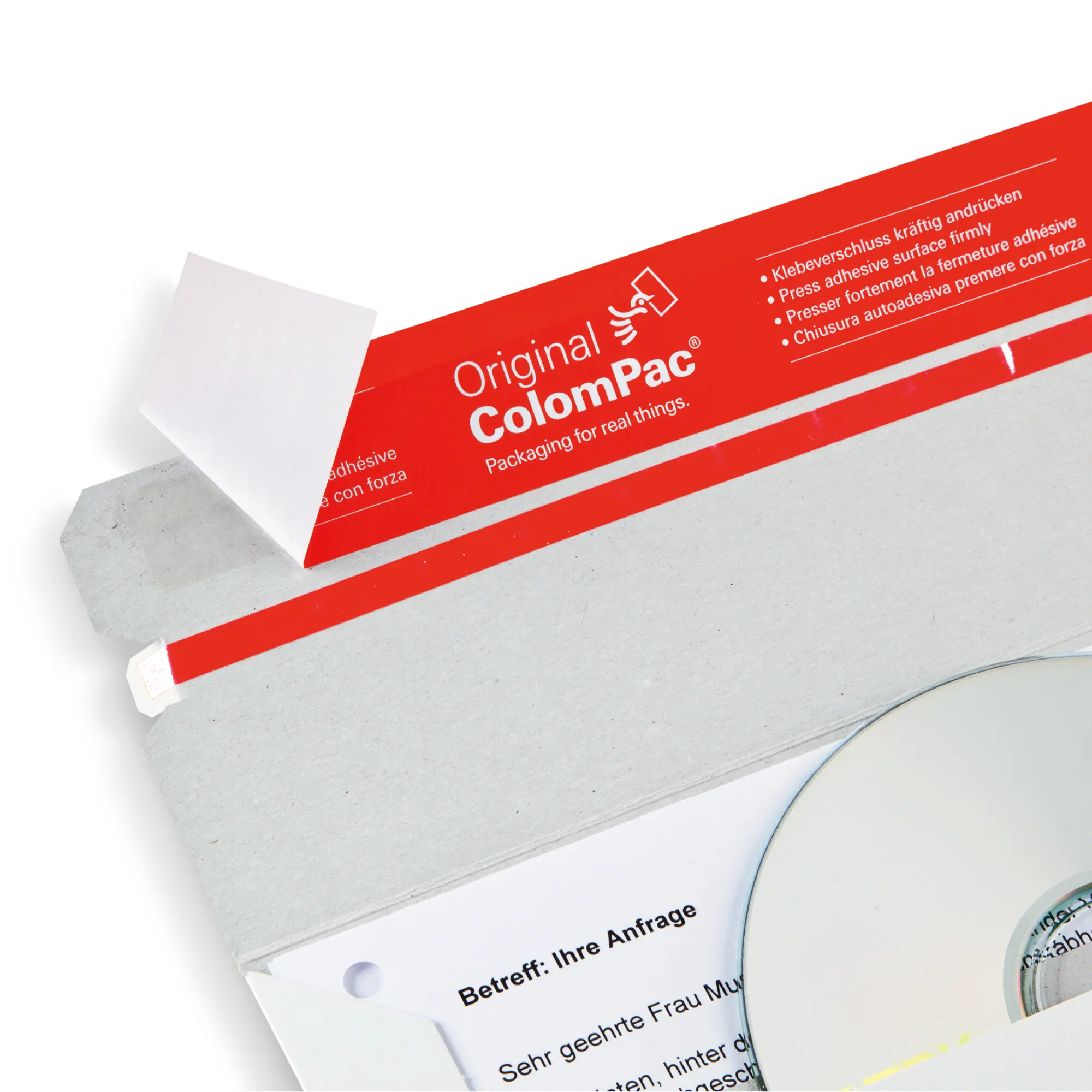 Versandtasche aus Vollpappe weiß 245x345x-30 mm